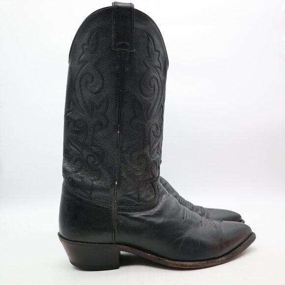 Justin 1434 Mens 11 EE Classic Black Pointed Toe Western Cowboy Boots - Picture 1 of 11